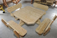 JAM wood products- picnic table 4 sided with back support